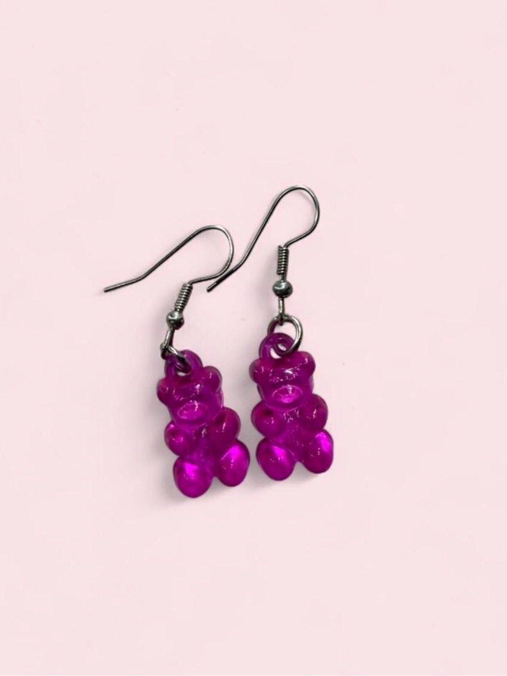 Purple Gummy Bear Drop Earrings